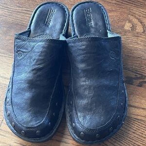 Women’s Black Leather Studded Born Mules